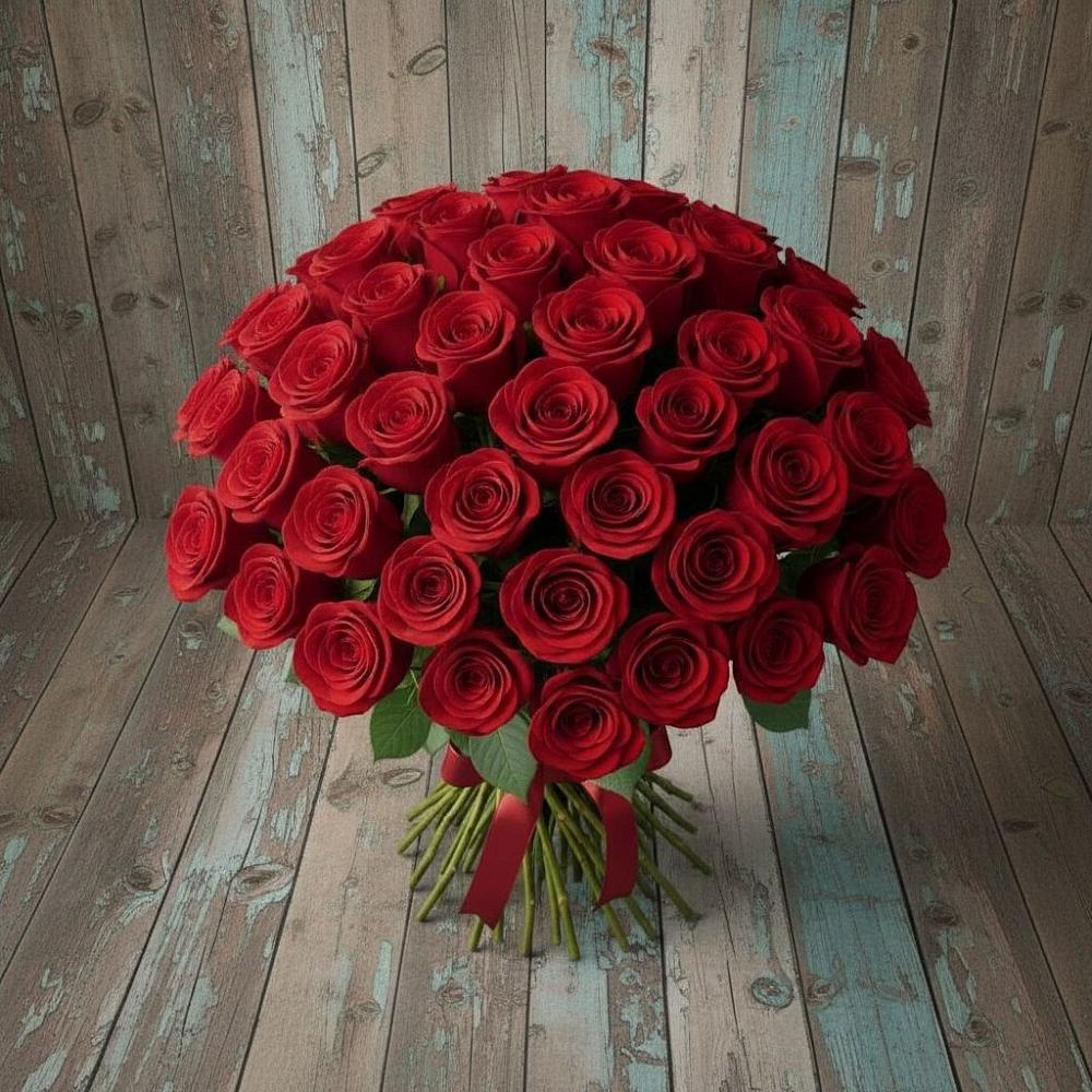 Букет 55 Красных роз Фридом в Серково