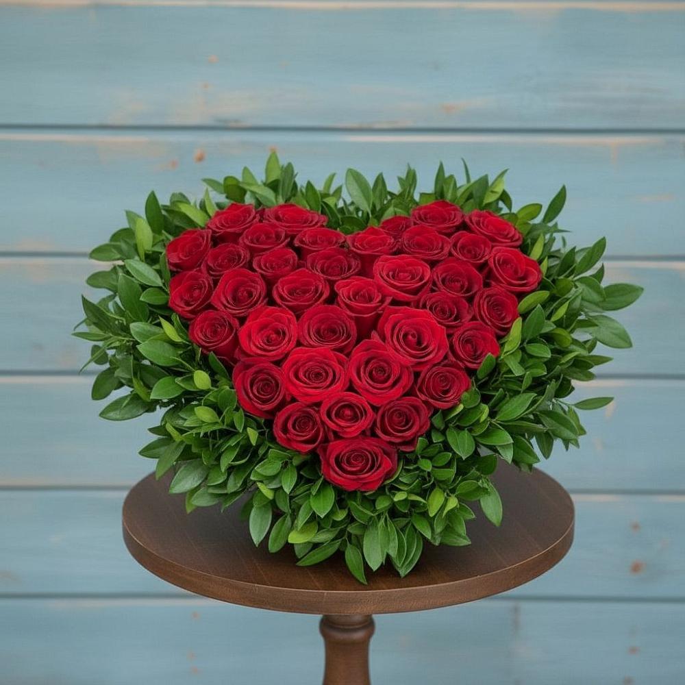 Цветочная композиция из Розы в виде сердца в Серково