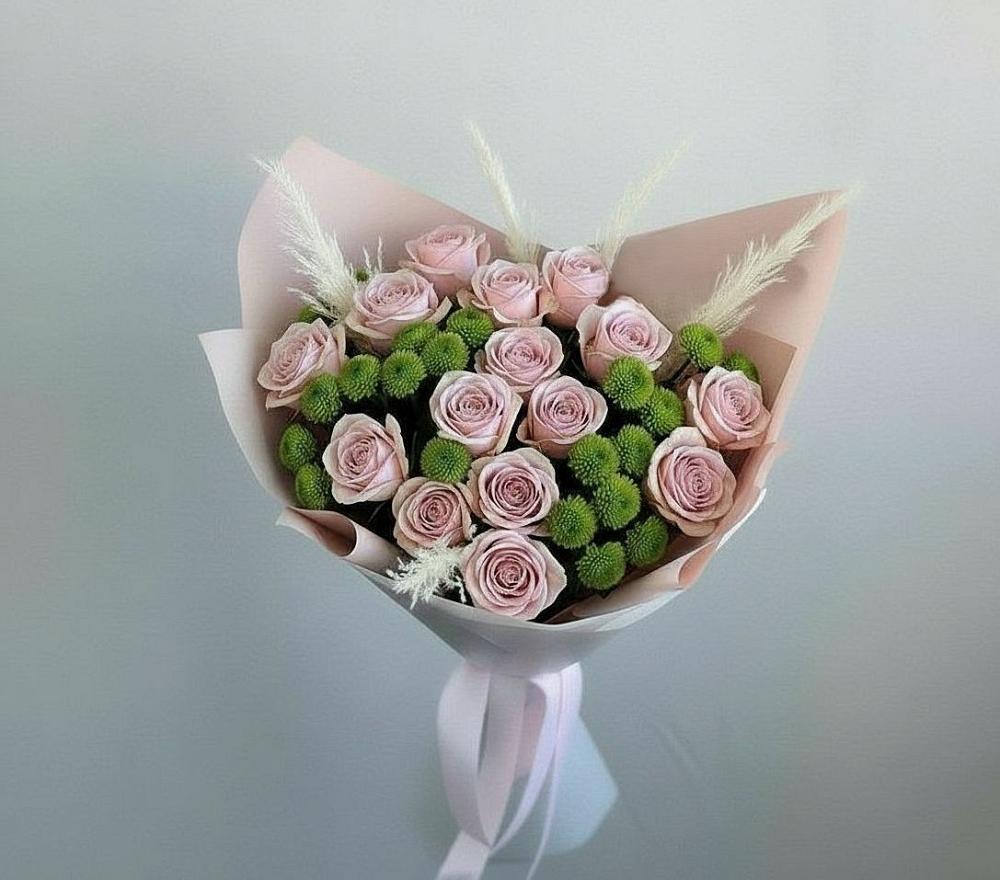 Букет цветов из: Розы и Хризантемы в Серково