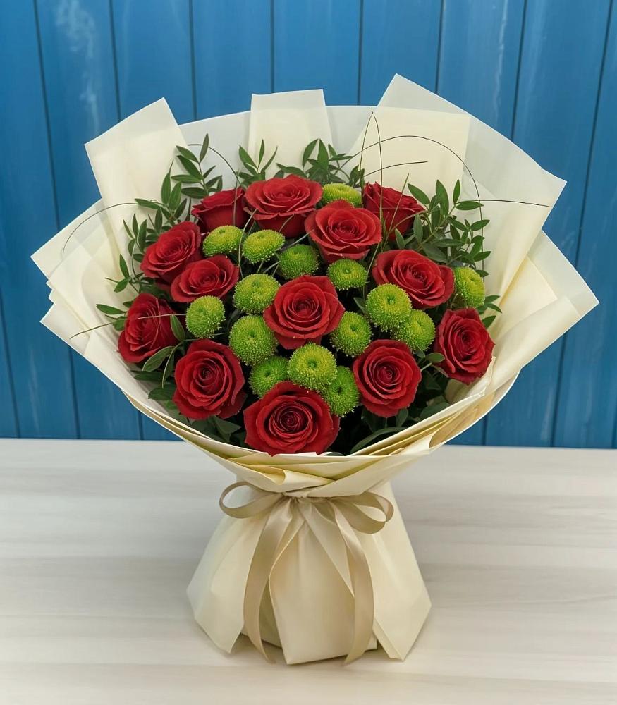 Букет цветов из: Розы и Хризантемы в Серково